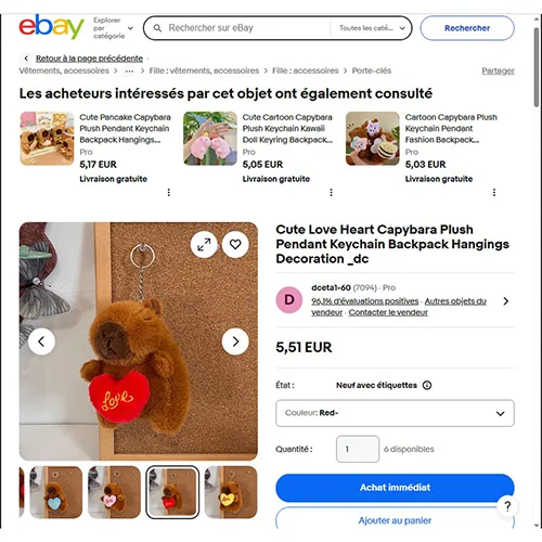 Portachiavi «Cute Love Heart Capybara Plush Pendant Keychain Backpack Hangings Decoration _dc»