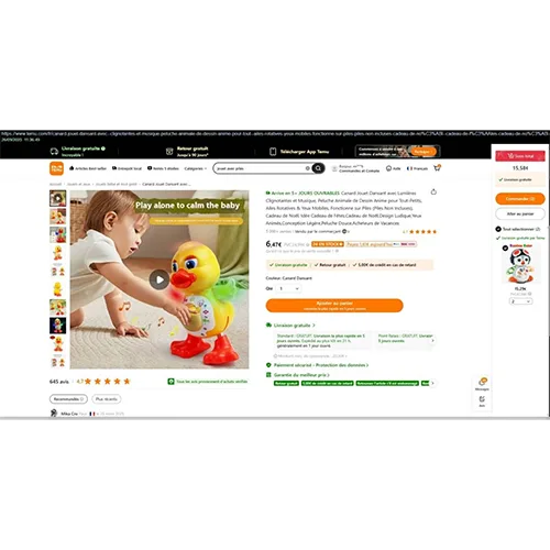 Giocattolo di plastica «DANCING DUCK - Canard jouet dansanr avec lumières clignotantes»