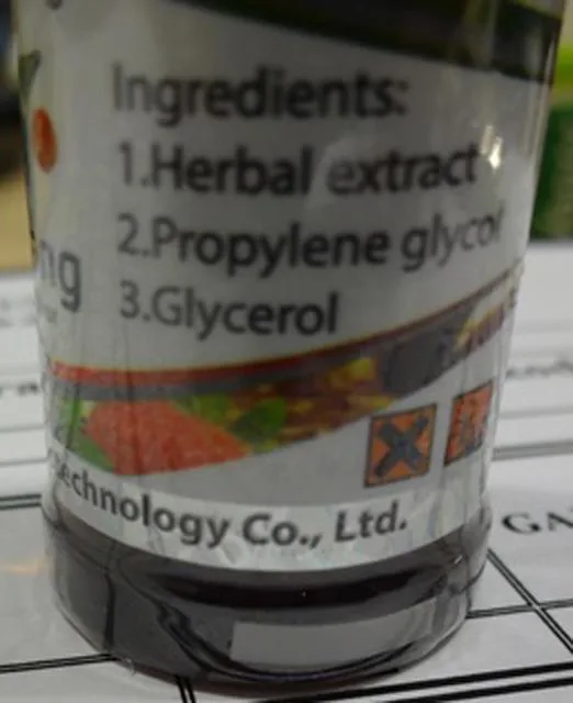 Liquido per sigarette elettroniche «Dekang Biotechnology» — foto 1 dell'alert A12/1349/14