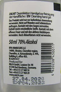Disinfettante per le mani «Desinfektion Handgel (50 ml)» — foto 2 dell'alert A12/01597/20