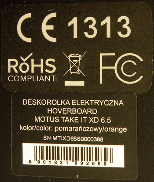 Scooter autobilanciante (hoverboard) «DESKOROLKA ELEKTRYCZNA / HOVERBOARD» — foto 5 dell'alert A11/00035/21