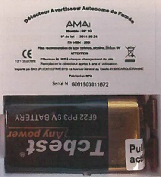 Rilevatore di fumo «Détecteur Avertisseur Autonome de Fumée» — foto 2 dell'alert A12/0684/15