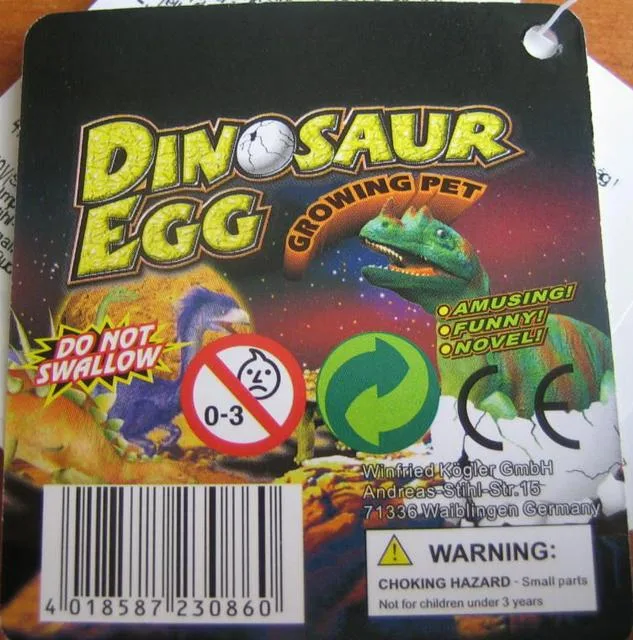 Giocattolo di plastica dinosauro «Dinosaur egg Growing Pet» (Unknown)