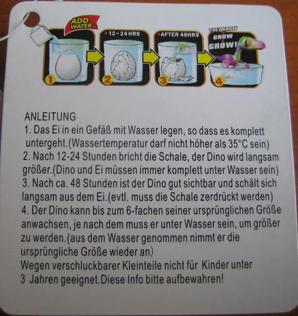 Giocattolo di plastica dinosauro «Dinosaur egg Growing Pet» — foto 2 dell'alert A12/0150/13