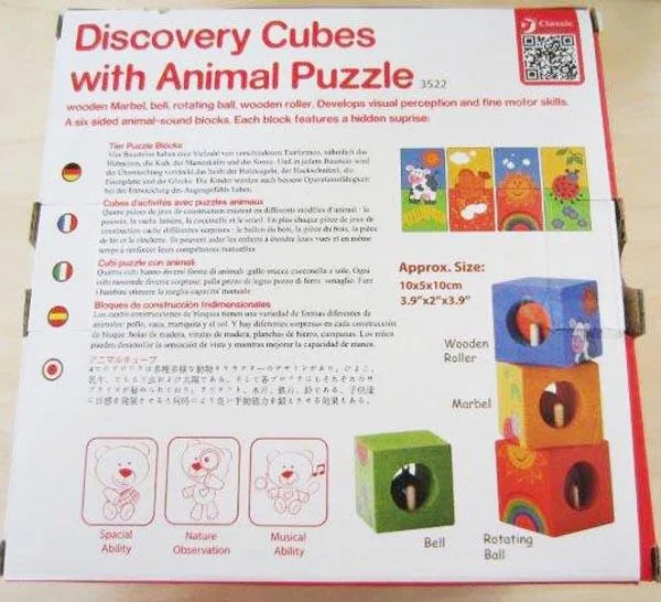 Puzzle di legno «Discovery Cubes with Animal Puzzle» (Classic World)