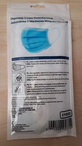 Maschera filtro antiparticolato «Disposable 3-Layer Mask» — foto 2 dell'alert A12/01553/21