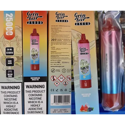 Sigaretta elettronica monouso «Disposable electronic cigarette Grin bar, 25000 PUFFS, 20 ML ELIQUID» — foto 1 dell'alert A12/02804/24