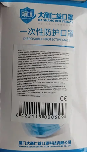 Maschera filtro particella «Disposable face mask» (DA SHANG REN YI)