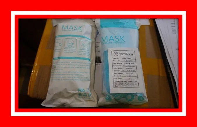 Maschera filtro antiparticolato «Disposable Face Mask/ Mask disposable protective» — foto 2 dell'alert INFO/00079/20