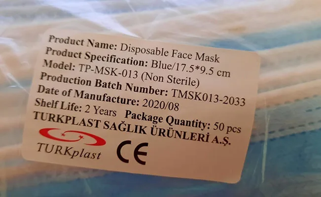 Maschera filtro particella «DISPOSABLE FACE MASKS» — foto 4 dell'alert A11/00016/21