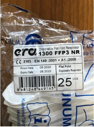 Maschera filtro particella «Disposable Flat Fold Respirator» — foto 2 dell'alert A12/01372/20