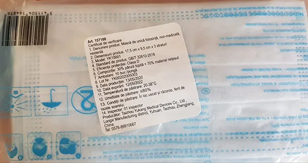 Maschera filtro particella «Disposable mask» — foto 4 dell'alert INFO/00064/21