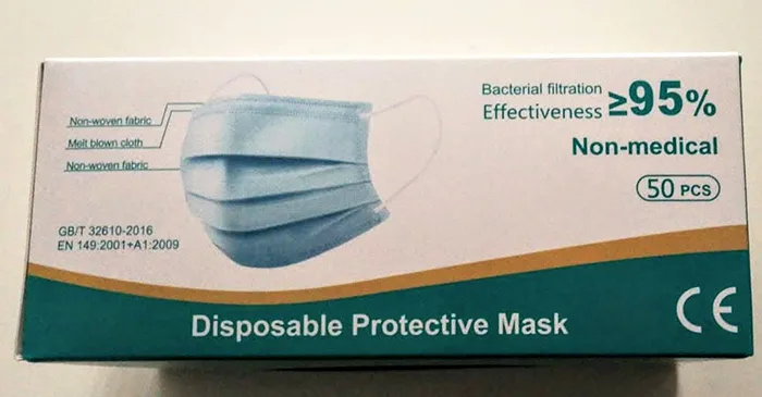 Maschera filtro antiparticolato «Disposable Protective Mask» — foto 1 dell'alert INFO/00140/20