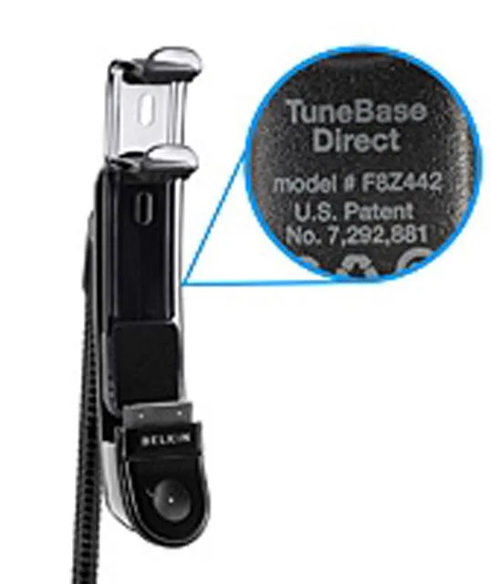 Dispositivo mani libere per lettori musicali personali – Tunebase Direct con mani libere, Tunebase FM con mani libere e Tunebase FM con scansione chiara (Belkin)