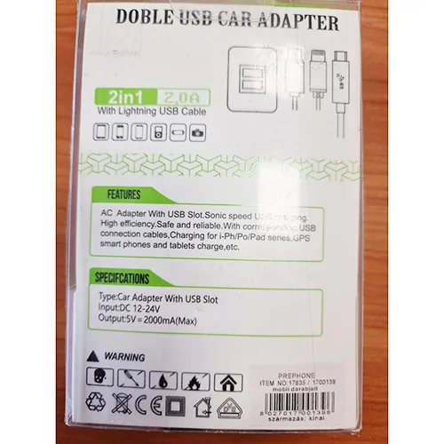 Caricabatterie USB «DOBLE USB CAR ADAPTER» — foto 2 dell'alert SR/03039/25