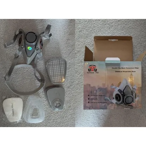 Maschera filtro antiparticolato «Double Gas Mask Protection Filter Chemical Respirator Mask» (Essential PPE)