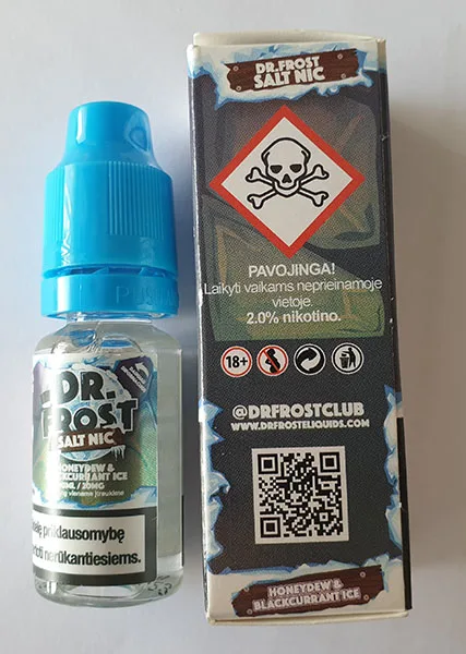 Liquido per sigarette elettroniche «Dr. Frost Salt Nic Honeydew & Blackcurrant Ice» — foto 3 dell'alert A12/01452/21