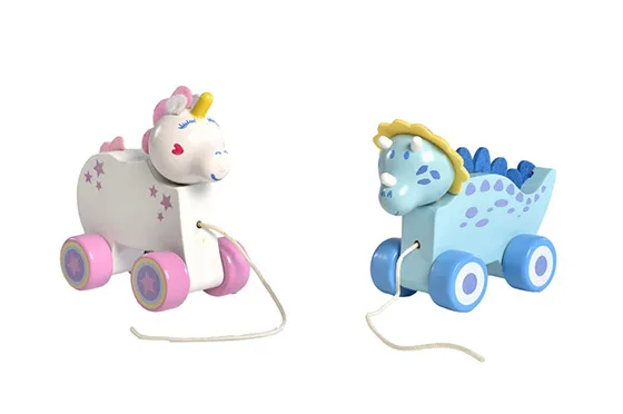 Giocattolo pull-along «Dragon bleu» (FOU D'BOIS)