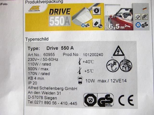 Meccanismo di azionamento della porta del garage «Drive 550 A» — foto 1 dell'alert A12/1818/14