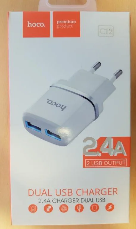 Caricabatterie USB «Dual USB charger» (hoco.)
