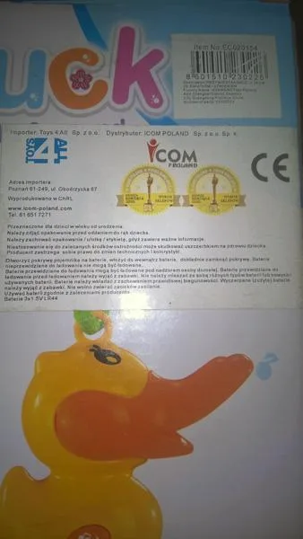 Giocattolo di plastica «Duck light & sound» — foto 3 dell'alert A12/0999/19