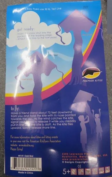 Aquilone «Easy Flyer kite / Odd Bird» — foto 2 dell'alert A12/0047/16