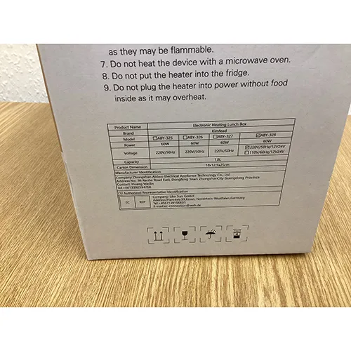 Scatola da pranzo elettrica «Electric Lunch Box / Electric Heating Lunch Box» — foto 9 dell'alert A12/00357/24