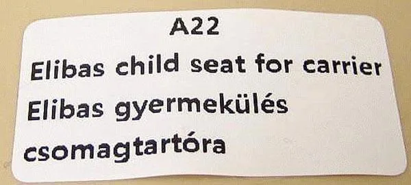 Seggiolino bici per bambini «Elibas child seat for carrier» — foto 5 dell'alert A11/0141/17