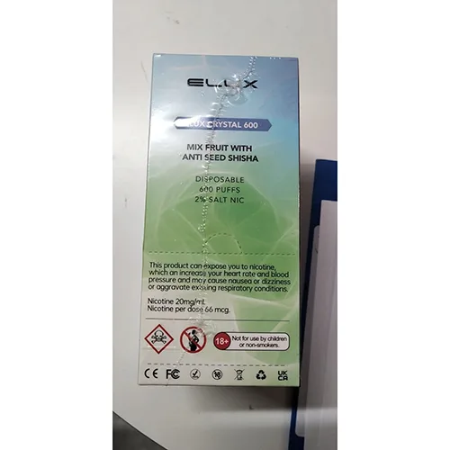 Sigaretta elettronica monouso «ELUX CRYSTAL 600 Mix fruit with anti seed shisha» — foto 1 dell'alert A12/01143/24