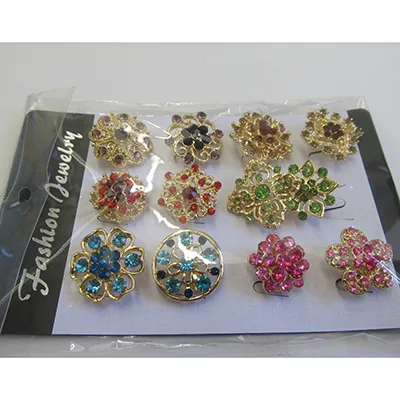 Set di spille «EMSea 12 Stücke Kristall Broschen Blumen Strass Brosche Verzierte Brosche aus Legierung …» — foto 2 dell'alert A12/03186/24