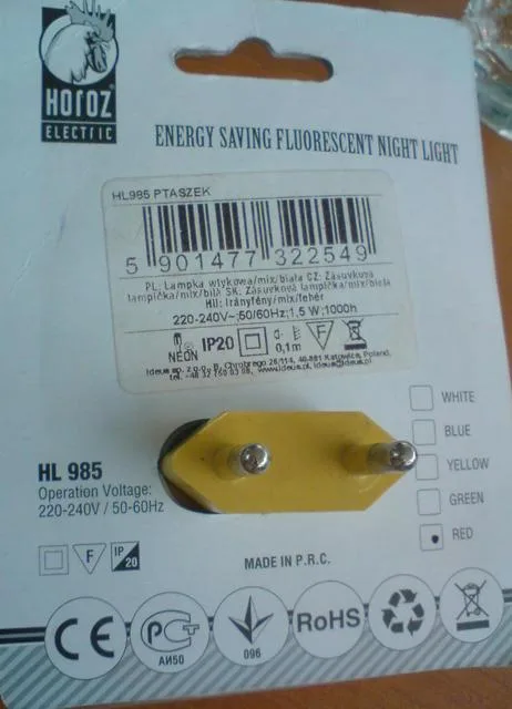 Luce notturna «Energy Saving Fluorescent Night Light» — foto 2 dell'alert A12/1749/14