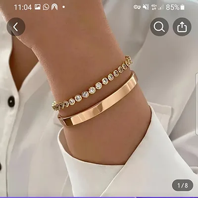 Bracciali «Ensemble De Bracelets À Main Simples En Alliage De Zinc, 2 Pièces, Incrustés De Strass B…» — foto 1 dell'alert A12/02556/24
