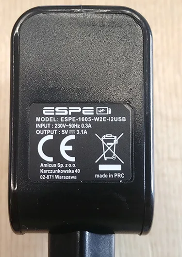 Caricabatterie USB «ESPE-1605-W2E-i2USB» — foto 4 dell'alert A12/00206/22