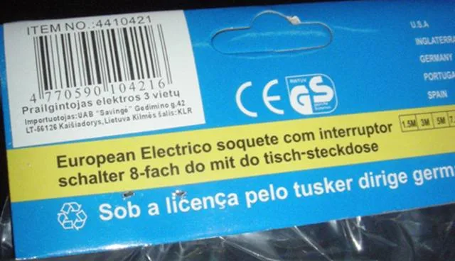 Cavo di estensione & #13; & #13; & #13; & #13; «European Electrico Soquete com Interruptor» — foto 2 dell'alert A12/1044/12
