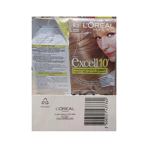 Tintura per capelli «Excell 10 - Biondo chiaro 8.0» — foto 1 dell'alert A12/00614/24