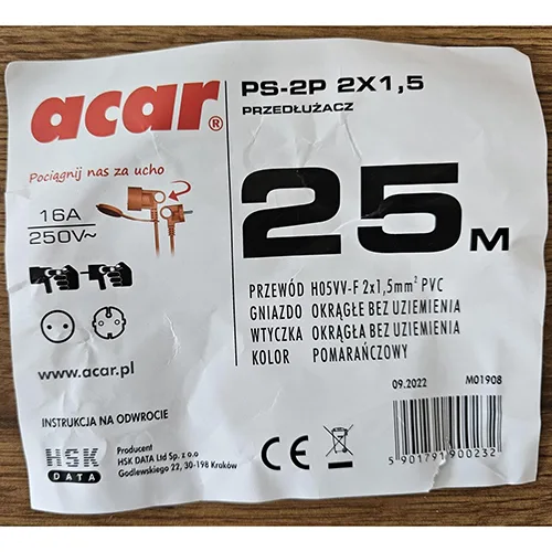 Cavo di estensione «Extension cord» — foto 4 dell'alert SR/04366/25