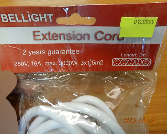 Cavo di prolunga «EXTENSION CORD» — foto 2 dell'alert A12/00496/21