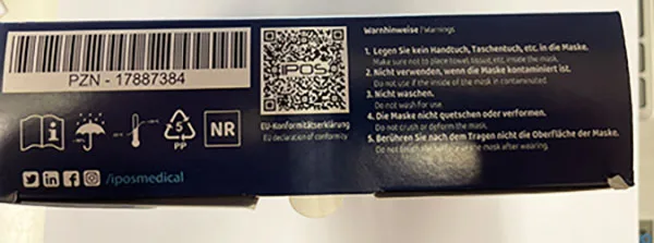 Maschera filtro antiparticolato «Extra Small Atemschutz-maske, Meltblown protective mask» — foto 7 dell'alert A12/00010/24
