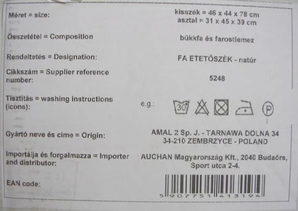 Seggiolone «FA ETETŐSZÉK ('Wooden high chair')» — foto 4 dell'alert A12/1185/16