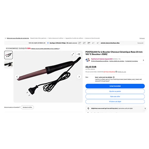 Curler per capelli «Fer à Boucler Cheveux Céramique Rose 23 mm 180 °C Boucleur/EBRZ» — foto 1 dell'alert SR/04078/25