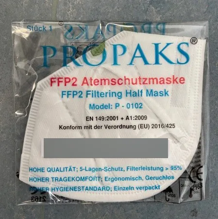 Maschera filtro antiparticolato «FFP2 Atemschutzmaske» — foto 2 dell'alert A12/00963/21
