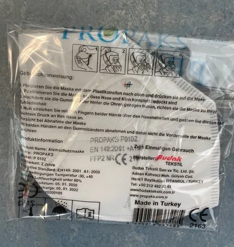 Maschera filtro antiparticolato «FFP2 Atemschutzmaske» — foto 3 dell'alert A12/00963/21