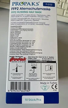 Maschera filtro antiparticolato «FFP2 Atemschutzmaske» — foto 6 dell'alert A12/00963/21