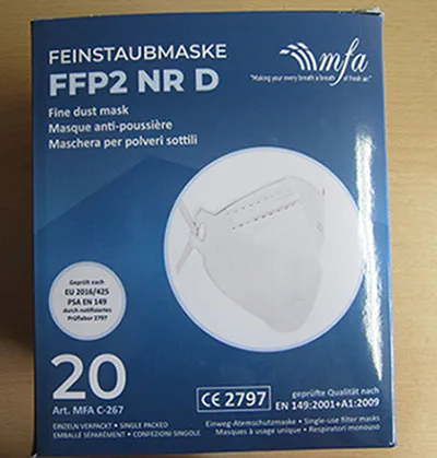 Maschera filtro particella «FFP2 NR D fine dust mask» — foto 1 dell'alert A12/01197/21