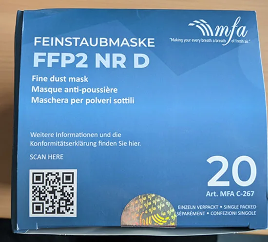 Maschera filtro particella «FFP2 NR D fine dust mask» — foto 4 dell'alert A12/01197/21