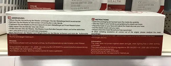 Maschera filtro antiparticolato «FFP2 NR Partikelfiltrierende Halbmaske» — foto 8 dell'alert A12/01153/23