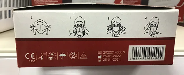 Maschera filtro antiparticolato «FFP2 NR Partikelfiltrierende Halbmaske» — foto 9 dell'alert A12/01153/23