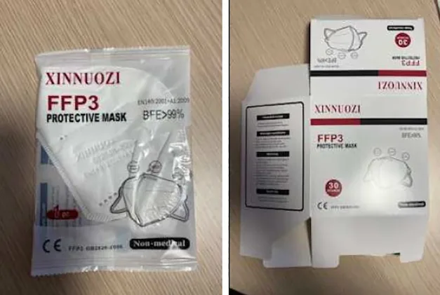 Maschera filtro antiparticolato «FFP3 protective mask» — foto 1 dell'alert A12/00933/21
