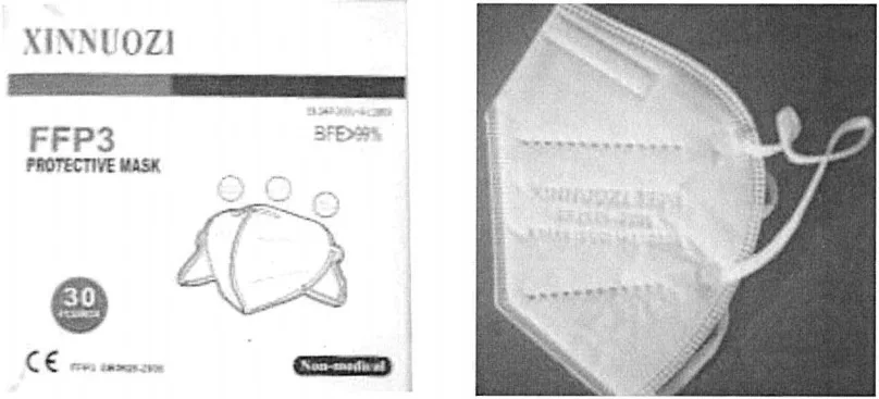 Maschera filtro antiparticolato «FFP3 protective mask» — foto 2 dell'alert A12/00933/21