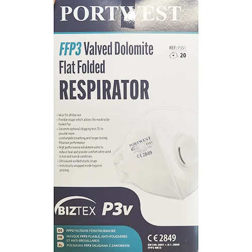 Maschera filtro antiparticolato «FFP3 Valved Dolomite Flat Folded Respirator» — foto 1 dell'alert A12/00877/24
